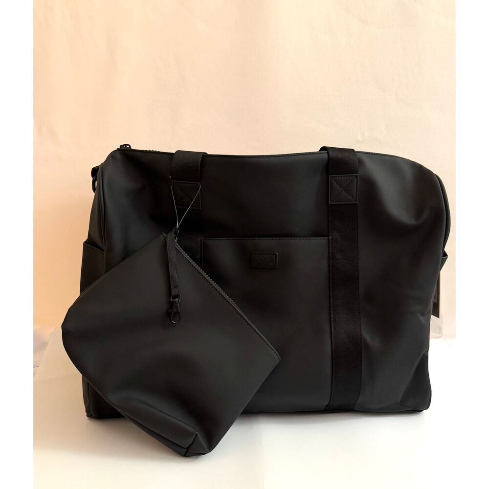 Wilo The Label Rubber Weekender Bag Black Mini Pouch NWT Travel Gym Tote